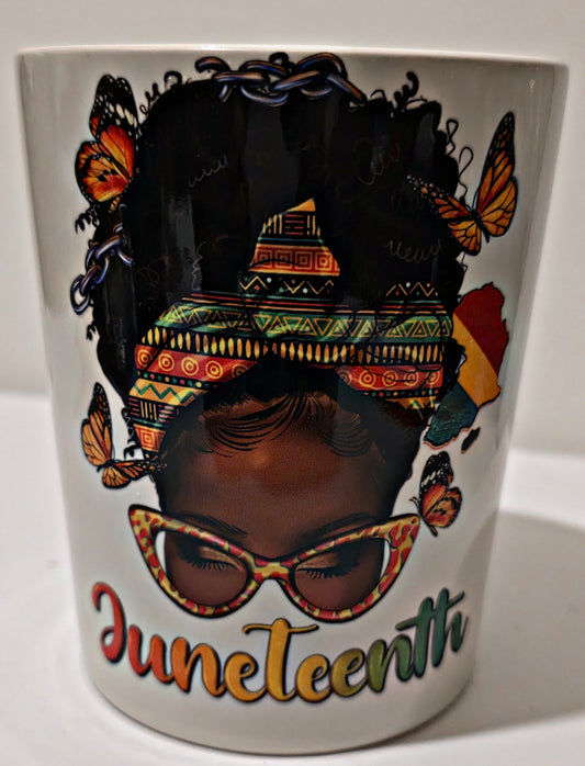 Juneteenth messy bun mug