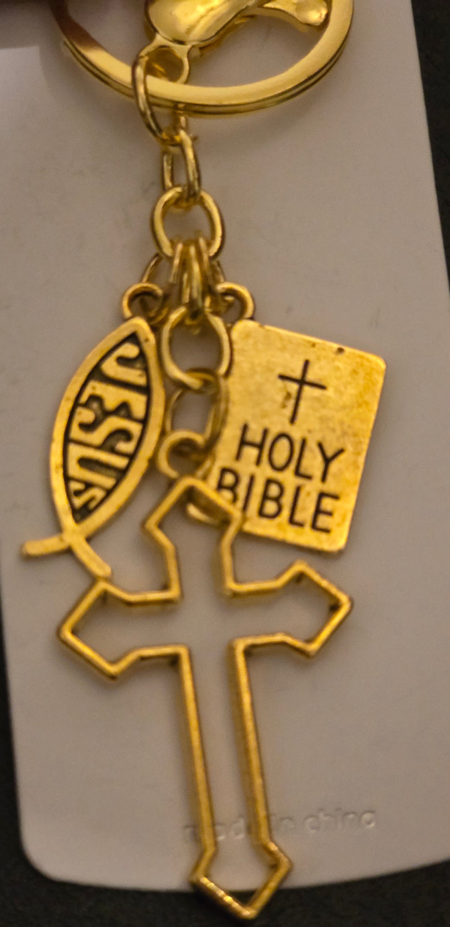 Religious cross keychain